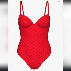 1308 NWT PINK by Frankies Bikinis Nova Eyelet One-Piece Swimsuit Sz XL